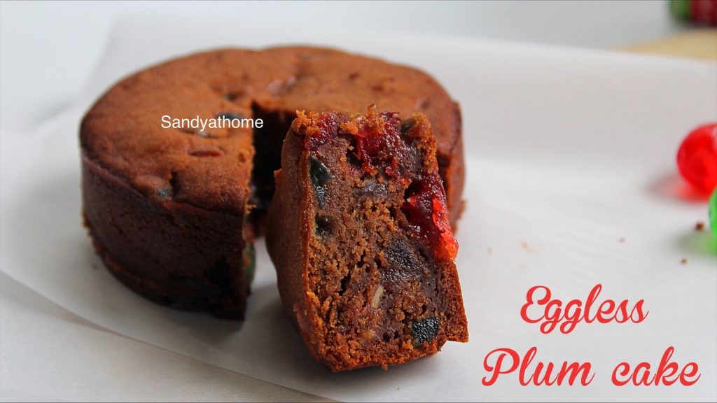 Eggless Christmas Cake Recipe Eggless Plum Cake Sandhya S Recipes