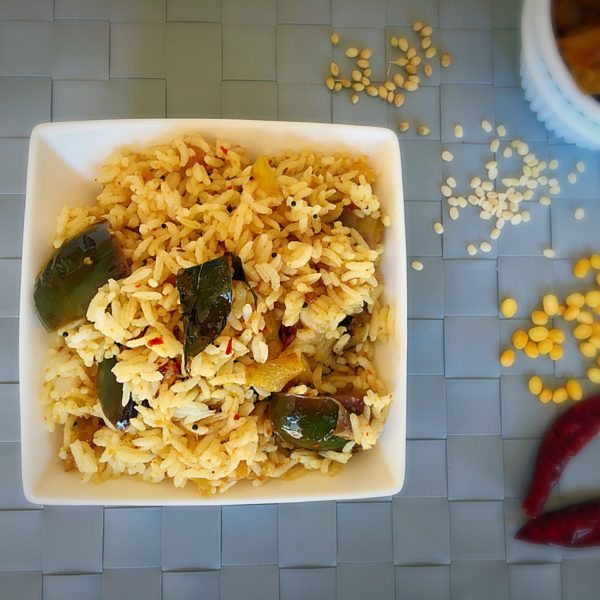 Brinjal rice, Kathirikai sadam, How to make brinjal rice recipe ...