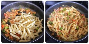 toss cooked pasta in egg mixture for egg pasta