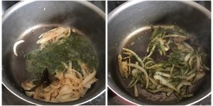 add the ground paste to green vegetable biryani
