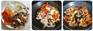 saute vegetables for mushroom pizza