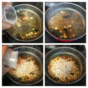 Add water and when it boils add oats