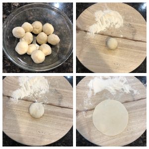 Divide the dough balls and flatten it