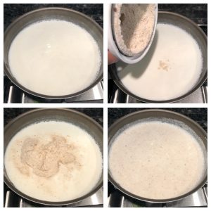 add phool makhane powder in boiling milk