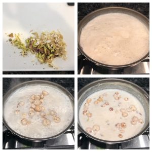 Add chopped nuts and remaining roasted phool makahane in kheer
