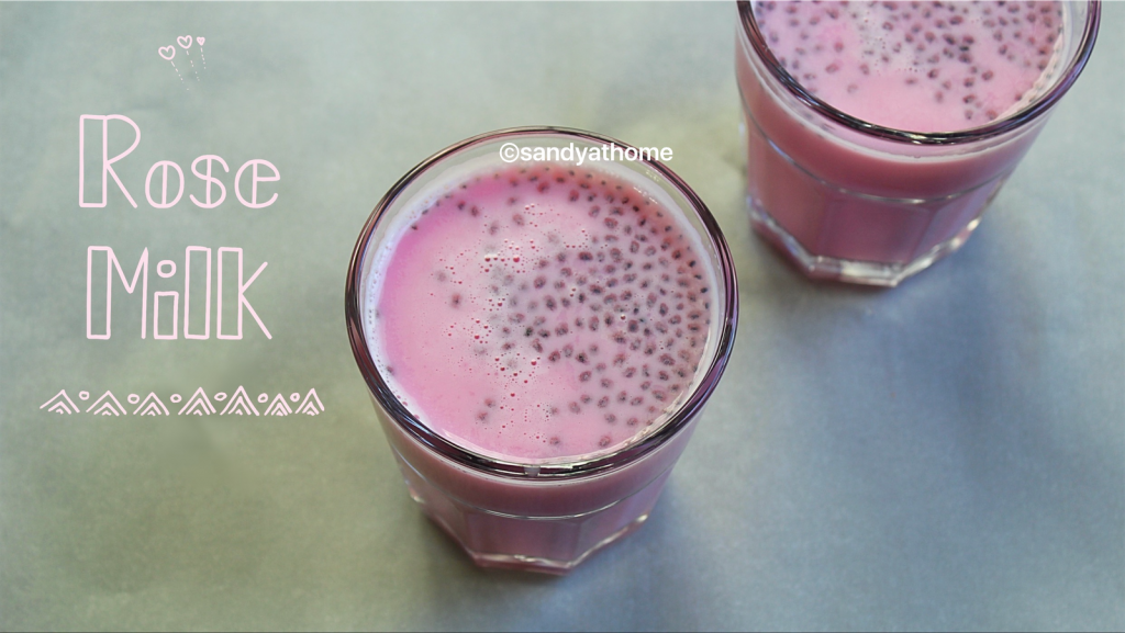 Rose milk recipe Rose milk with sabja seeds Sandhya s recipes