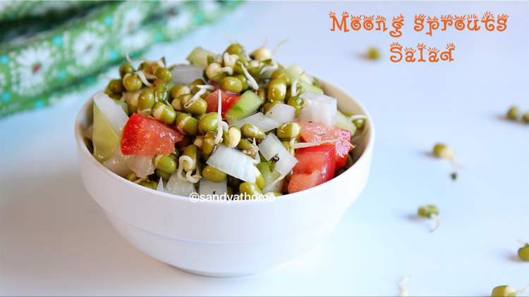 Sprouts salad recipe, Moong sprouts salad - Sandhya's recipes