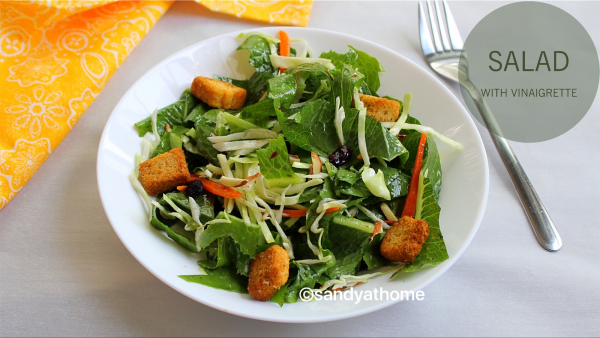 Salad With Vinaigrette Recipe, Simple Green Salad - Sandhya's Recipes