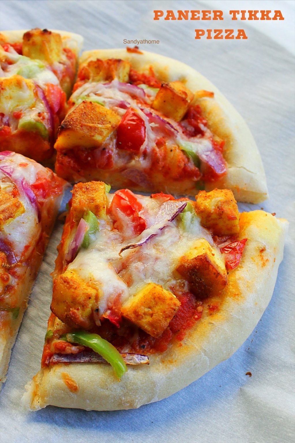 Paneer tikka pizza recipe, Paneer pizza - Sandhya's recipes