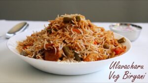 ulava charu vegetable biryani, ulavacharu veg biryani