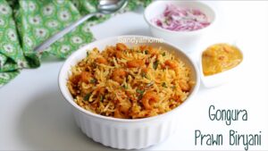 gongura prawn biryani, gongura shrimp biryani, gongura royyala biryani,